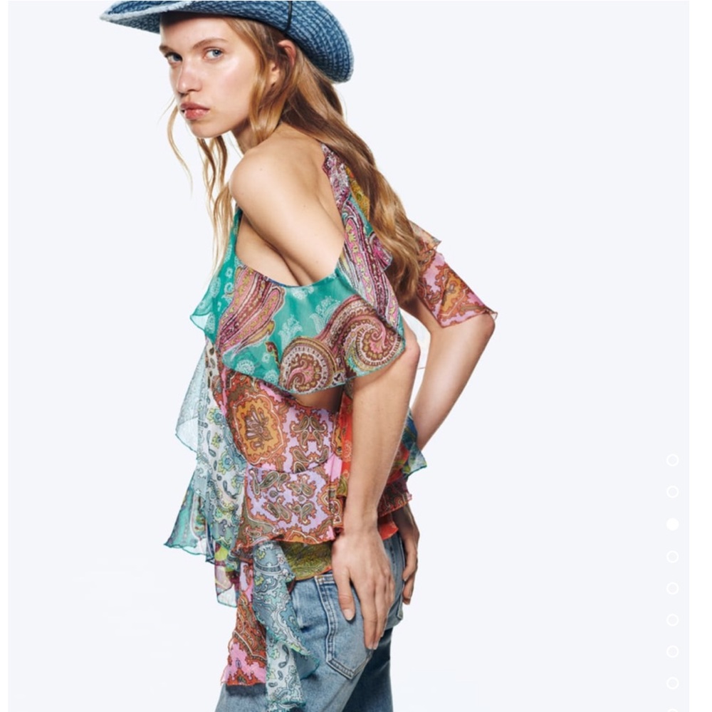 ZARA Ruffled Patchwork Top Limited Edition NWT - Picture 2 of 5